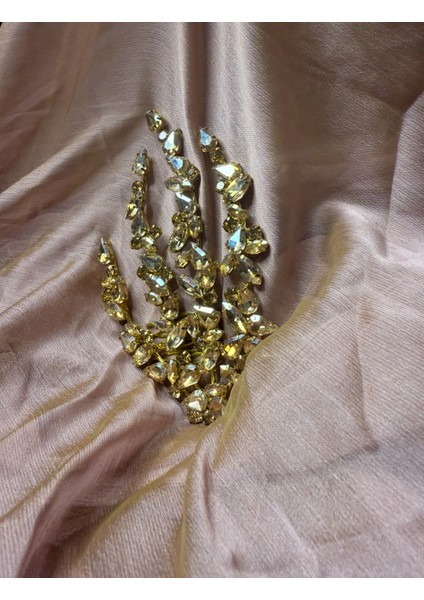 Abiye Taşlı Büyük Swarovski Gelin Nişan Toka Gelin Tacı Yaprak Desenli fırsatları