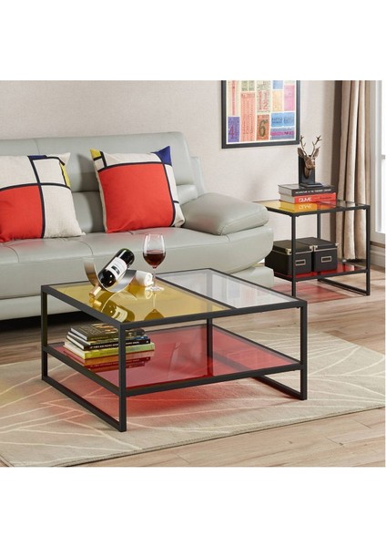 Denver Siyah Metal Cam Orta Sehpa