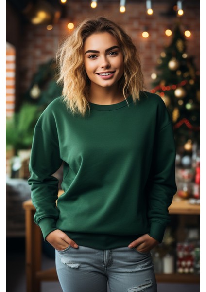 Unisex Haki Yeşil Sweatshirt M fiyatları