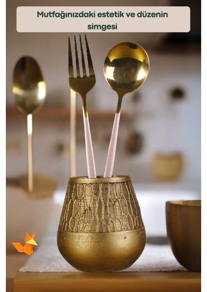 Tezgah Üstü Dekoratif Dik Kaşıklık Gold Renk Model 3