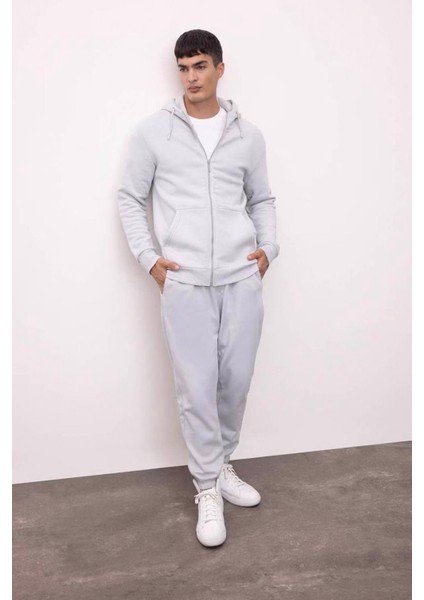 Regular Fit Cepli Beli Bağcıklı Lastikli Paça Gri Erkek Pantolon B6155AX/GR184