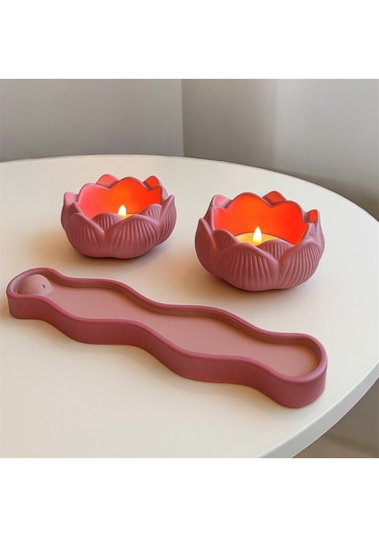 Lotus Tasarım Pembe Mumluk ve Tütsülük Seti – 2’li Taş Tozu Tealight Mumluk + 1 Adet Tütsülik fırsatları