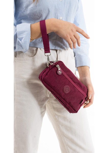 Unisex Cüzdan, 4 Gözlü, Telefonluk, Orjinal Crinkle Kumaş, Çapraz Askılı Omuz Çantası, 20X12CM fiyatları