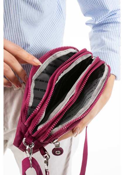 Unisex Cüzdan, 4 Gözlü, Telefonluk, Orjinal Crinkle Kumaş, Çapraz Askılı Omuz Çantası, 20X12CM modelleri