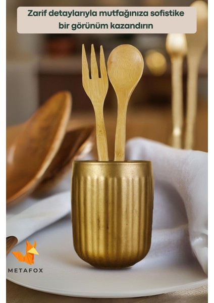 Tezgah Üstü Dekoratif Dik Kaşıklık Gold Renk Model 11
