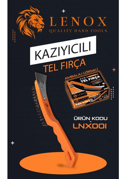 Tel Fırça – Kazıyıcılı Spatulalı Yeni Nesil , Plastik Saplı, Çok Amaçlı Temizlik Aracı Lenox Tools