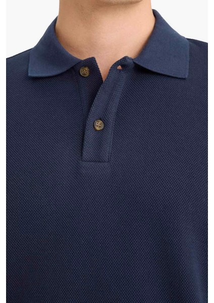 %100 Pamuk Regular Fit Polo Yaka Düğmeli Dokulu Sweatshirt indirimleri