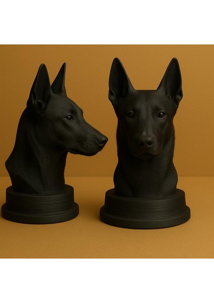 Siyah Belgian (Belçika) Malinois Köpek Büstü – Dekoratif Heykel