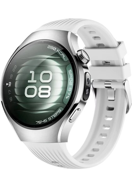 Huawei Watch 5 46MM Lte ile Uyumlu Özel Tasarım Çizgili Tokalı Silikon Kordon Kayış FC1102