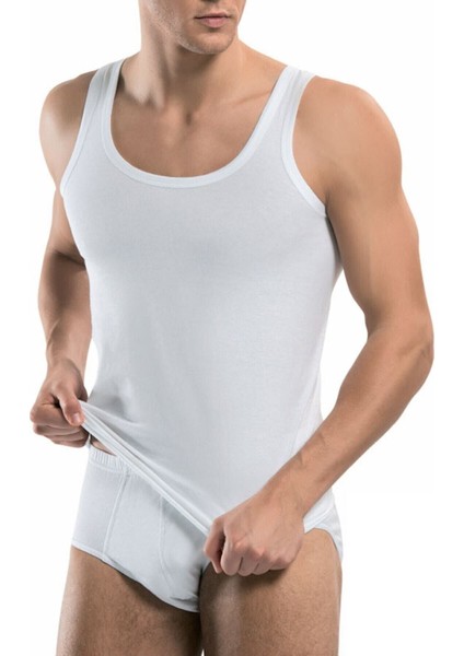 Erkek Beyaz 12'li Paket Atlet Külot Takım