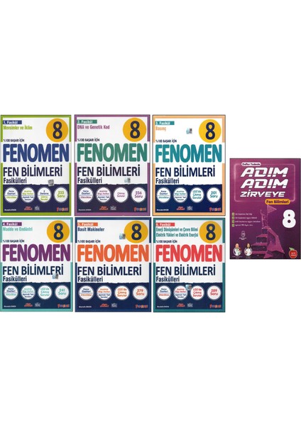 Fenomen 8.sınıf Fen Fasikülleri+Newton Adım Adım Zirveye Fen Bilimleri (7 Kitap)