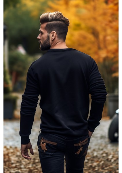 Erkek Siyah Sweatshirt L