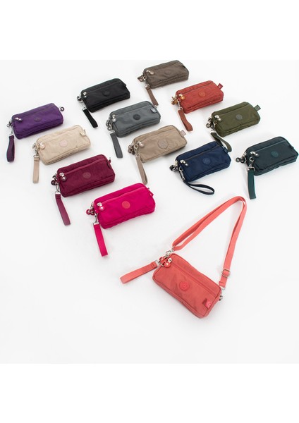 Unisex Cüzdan, 4 Gözlü, Telefonluk, Orjinal Crinkle Kumaş, Çapraz Askılı Omuz Çantası, 20X12CM fırsatları