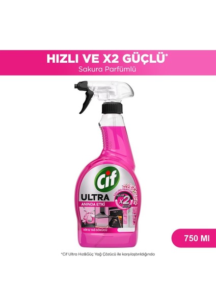 Ultra Sprey Sakura Parfüm 750 ml X2 + Cif Ultra Anında Etki Kir Yağ Çözücü 750 ml X2 modelleri