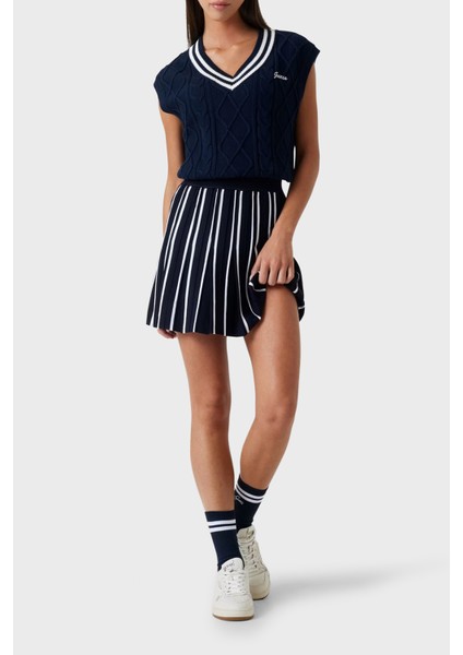 Logolu Pamuklu Standart Fit V Yaka Örgü Süveter V5GR00Z3FB1 Bayan Süveter V5GR00 Z3FB1 A71W fiyatları