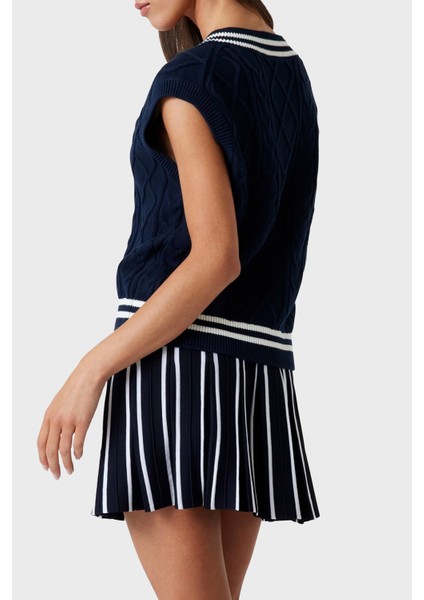 Logolu Pamuklu Standart Fit V Yaka Örgü Süveter V5GR00Z3FB1 Bayan Süveter V5GR00 Z3FB1 A71W modelleri