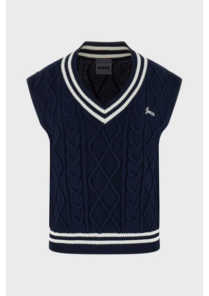 Logolu Pamuklu Standart Fit V Yaka Örgü Süveter V5GR00Z3FB1 Bayan Süveter V5GR00 Z3FB1 A71W indirimleri