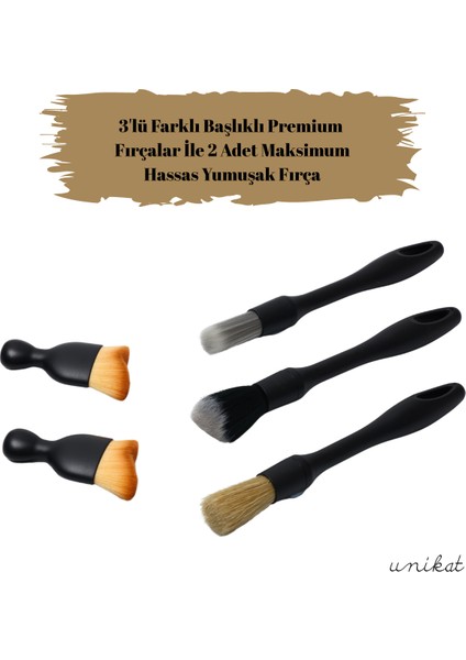 5'li Hassas Araç Iç ve Dış Fırçaları Set – Premium