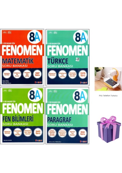 Fenomen 2026 8. Sınıf Lgs Matematik Fen Türkçe Paragraf A(TEMEL-ORTA SEVİYE) Soru Bankası 4 Kitap Priz Tutucu Hediye