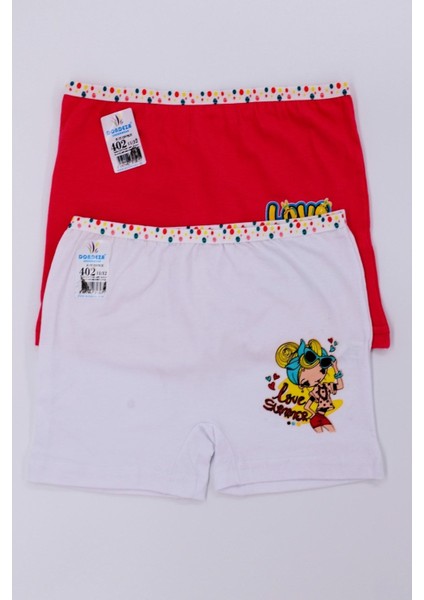 Kız Çocuk Baskılı Likralı Ikili Boxer