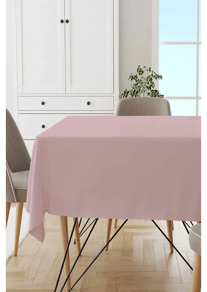 Pudra Rengi Simli Gri Çizgili Modern Masa Örtüsü – Şık ve Zarif Tasarım, Leke Tutmaz Kumaş