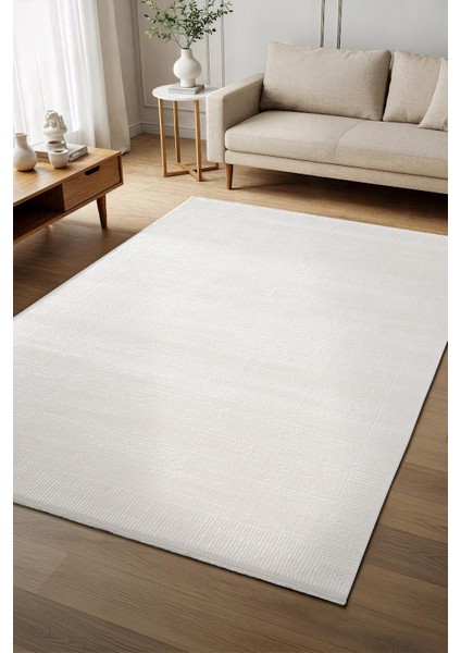 Cotto Cool CL005W Modern Desen Akrilik Beyaz Pamuk Tabanlı Salon Koridor Oturma Yatak Odası Halısı