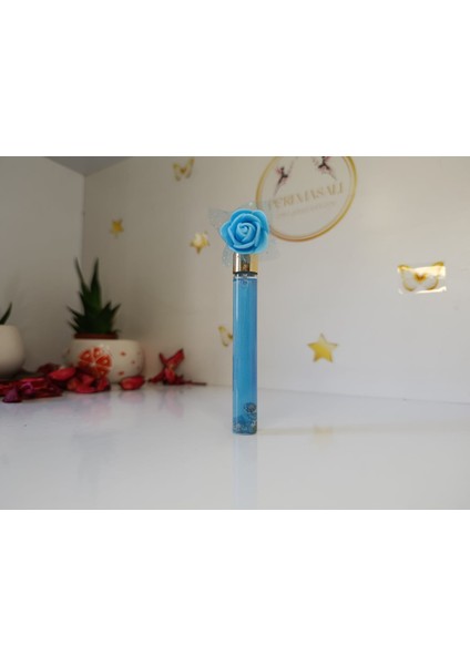 Mavi Çiçekli Parfüm Şişesi Söz, Nişan, Düğün, Kına, Nikah,hediyelik -15 Adet