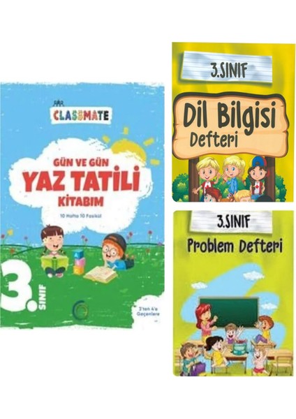 3. Sınıf Gün Ve Gün Yaz Tatili Kitabım Ve Problem+ Dil Bilgisi Defteri