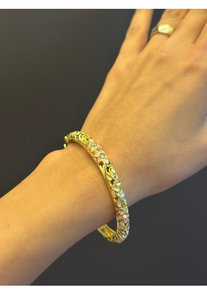 Mine Kaplama Çelik Çiçek Desenli Kadın Kelepçe Bileklik fiyatları