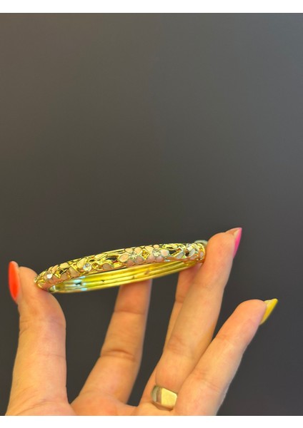 Mine Kaplama Çelik Çiçek Desenli Kadın Kelepçe Bileklik indirimleri