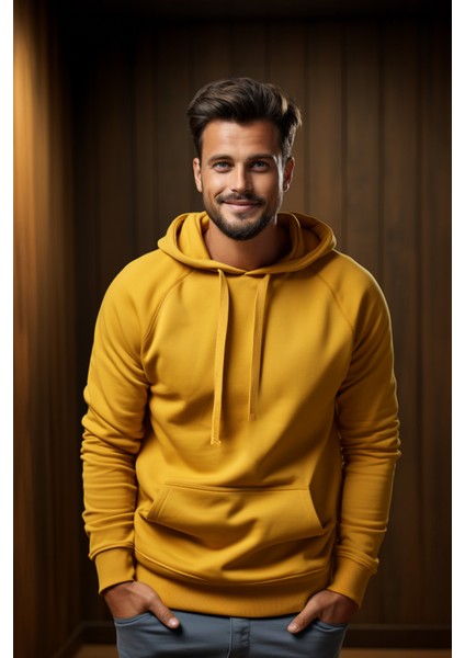 Erkek Sarı Kapüşonlu Sweatshirt S modelleri