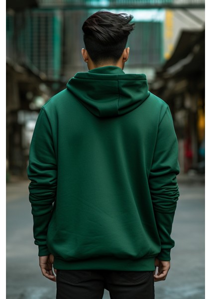 Unisex Haki Yeşil Kapüşonlu Sweatshirt L fırsatları