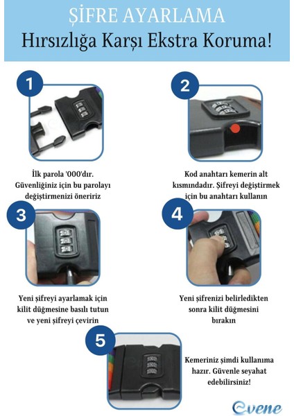 Şifreli Valiz Kemeri Ayarlanabilir Bavul Kemeri Valiz Kilidi