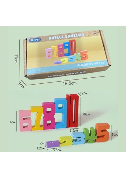 Eğitici Oyuncak Montessori Ahşap Sayı Blokları – 3 4 5 Yaş Okul Öncesi Matematik & Yapı Seti 20 Adet
