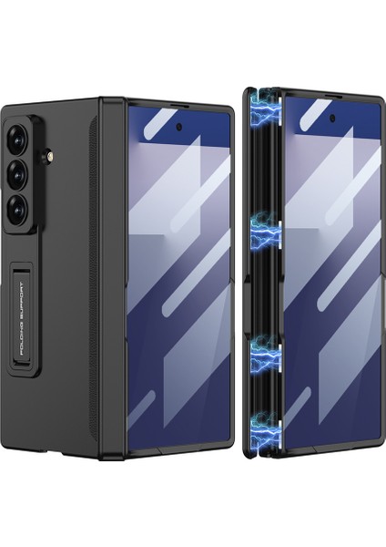 Galaxy Z Fold 7 Uyumlu Kılıf Magnetik Menteşeli Kamera Korumalı Kick Standlı Premium Kapak