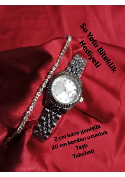 Çelik Kordon Minimal Vintage Model Yuvarlak Gümüş Retro Still - Takvimli 0117