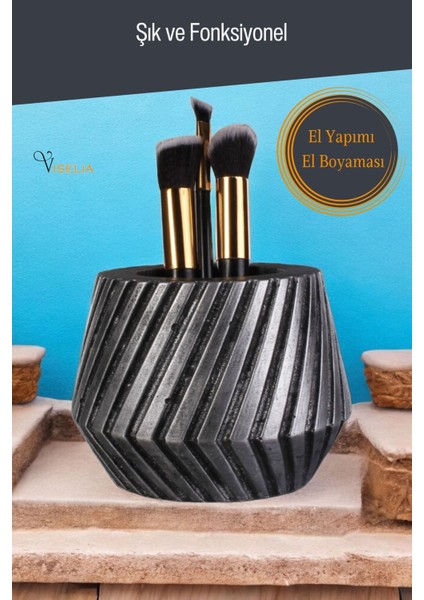 Makyaj Düzenleyici Makyaj Organizeri Makyaj Fırçalığı Gümüş Eskitme Renk Model 21