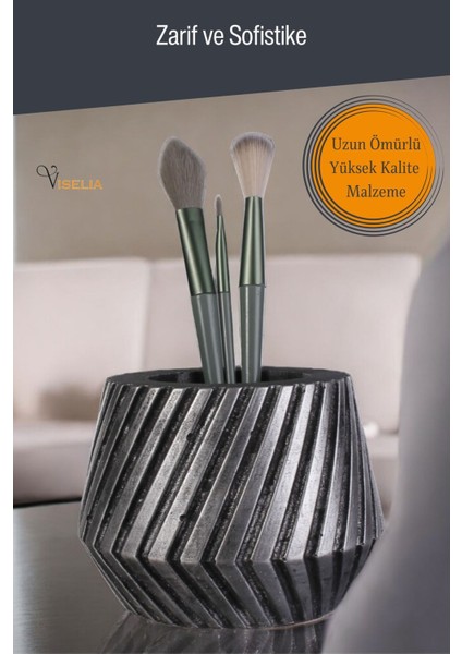 Makyaj Düzenleyici Makyaj Organizeri Makyaj Fırçalığı Gümüş Eskitme Renk Model 21