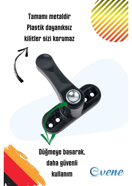 Antrasit Pencere Kilidi 7 Adet Düğmeli Çocuk Güvenlik Emniyet Hırsız Pimapen Pvc Kapı Bebek Kilidi