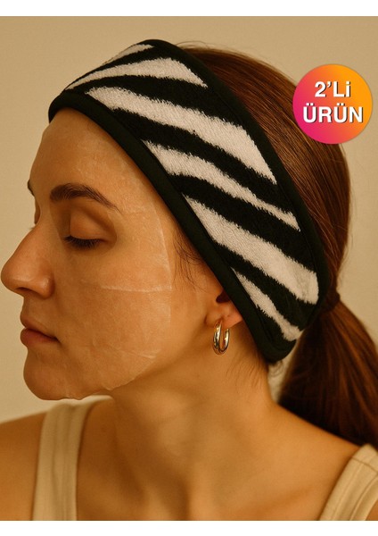 Wild Spirit 2'li Zebra Desen Saç Bandı – %100 Pamuklu ve Yumuşak