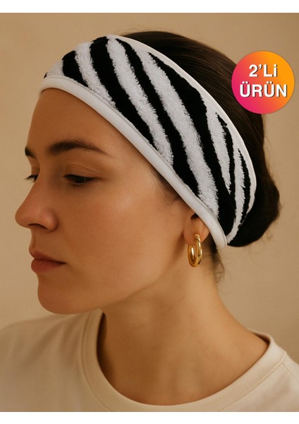 Wild Spirit 2'li Zebra Desen Saç Bandı – %100 Pamuklu ve Yumuşak