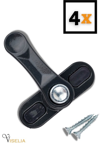 Antrasit Pencere Kilidi 4 Adet Düğmeli Çocuk Güvenlik Emniyet Hırsız Pimapen Pvc Kapı Bebek Kilidi