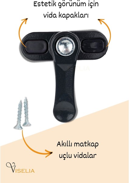 Antrasit Pencere Kilidi 4 Adet Düğmeli Çocuk Güvenlik Emniyet Hırsız Pimapen Pvc Kapı Bebek Kilidi