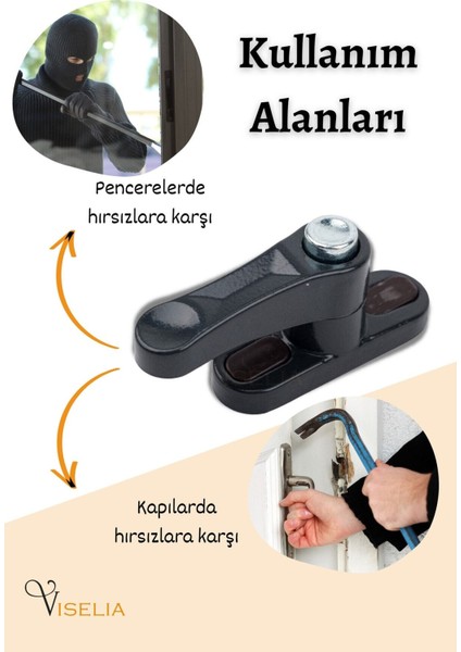 Antrasit Pencere Kilidi 4 Adet Düğmeli Çocuk Güvenlik Emniyet Hırsız Pimapen Pvc Kapı Bebek Kilidi