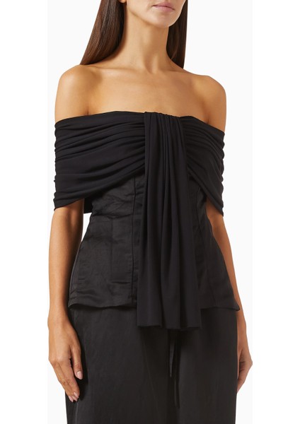 Abadıa Viskon Karışımlı Bağcıklı Geniş Paça Pantolon, Elastik Bel Bandı