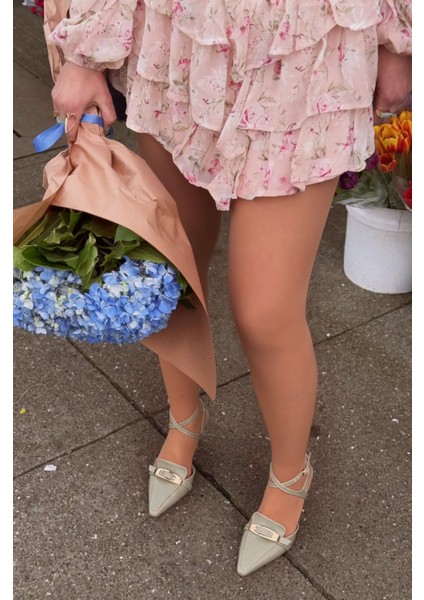 Vorno Mat Deri Toka Detaylı Su Yeşili Stiletto indirimleri