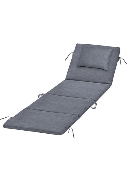 Plaj Minderi, Plaj Çantası Tasarımlı, Plaj Matı, Yastıklı, Katlanır Çadır Yatağı, 22DENS 180X53X2CM - Gri