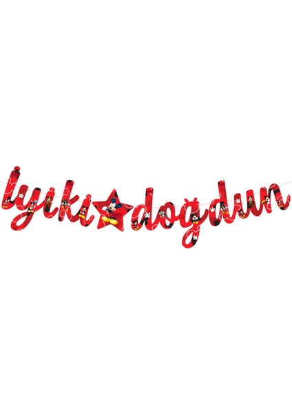 Mickey Mouse Temalı Iyiki Doğdun Kaligrafi Banner