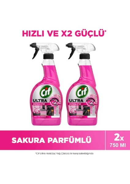 Ultra Sprey Sakura Parfümlüi Kir ve Yağ Sökücü 750 ml x 2 Adet