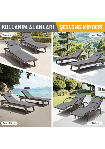 Şezlong Minderi, Havuz Plaj Outdoor Kamp Için Katlanır Sünger Minder, 22DENS 180X55X4 cm - Bej fırsatları